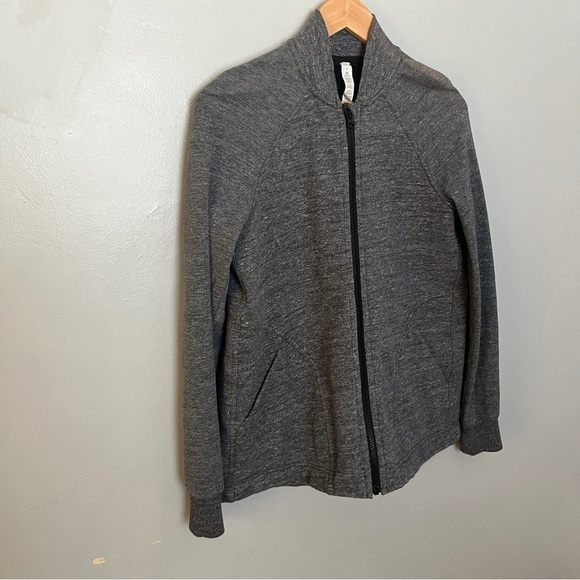 Lululemon Pleat To Street Bomber Jacket Heather Snow Slub Coal Womens Small 4 - Picture 6 of 14